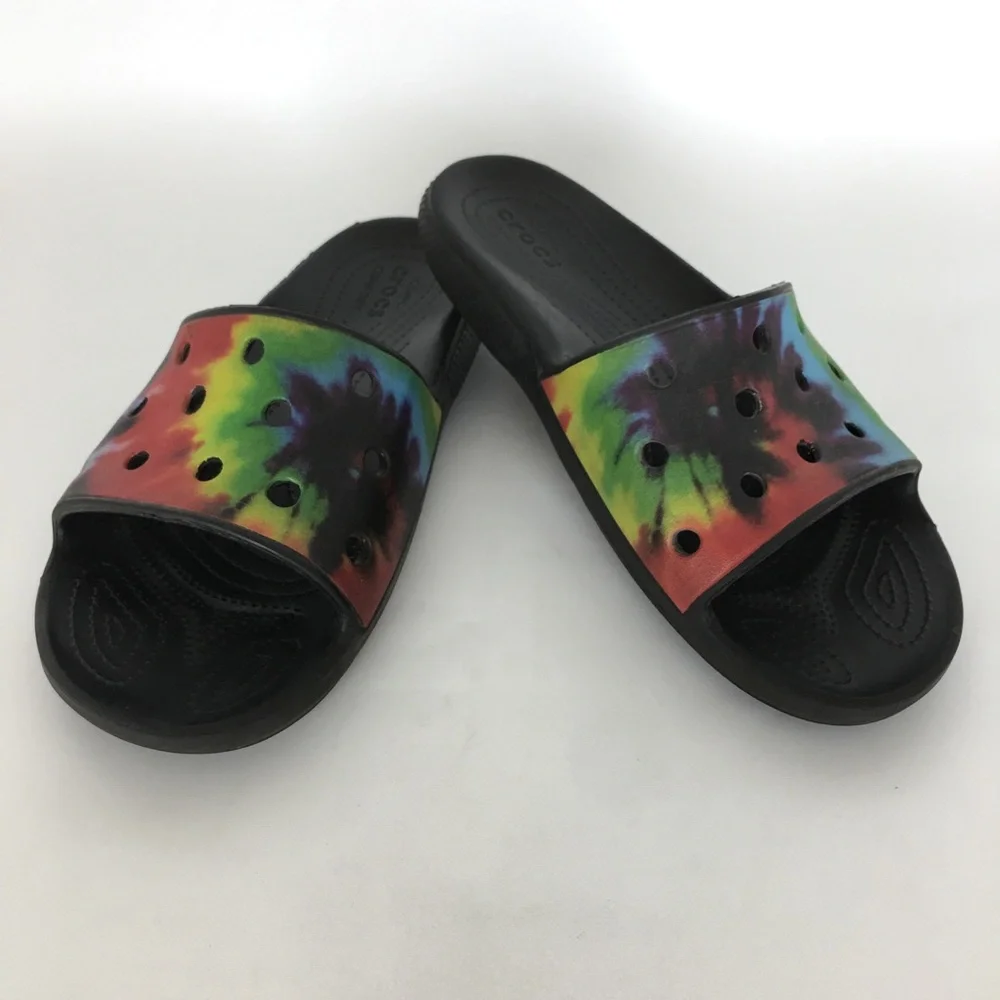 Crocs Tie-dye Rainbow Slides Sandals Women’s Size 7 Casual Summer Shoes